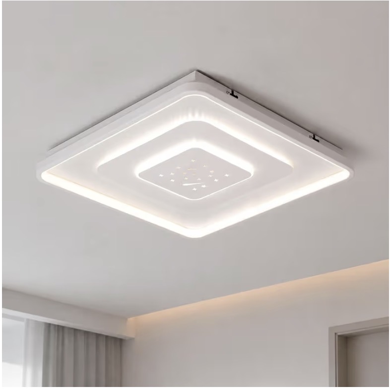 YATAI Modern Square LED Ceiling Light, 50x50cm Flush Mount, Adjustable 3-Color Dimming
